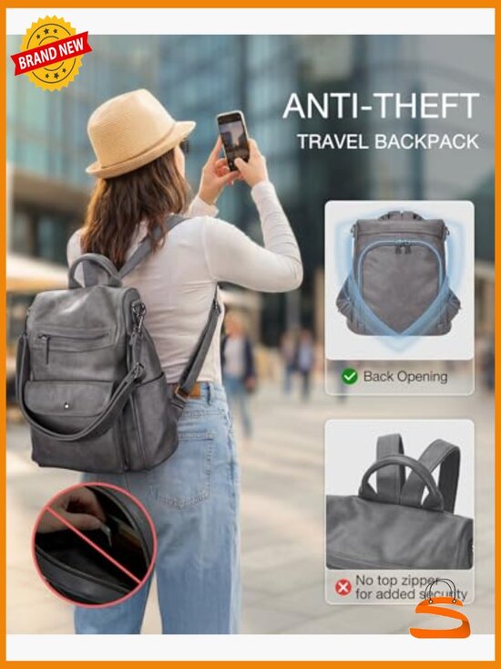 Fashion Anti-Theft PU Leather Travel Backpack Purse for Women Large Satchel main image 6